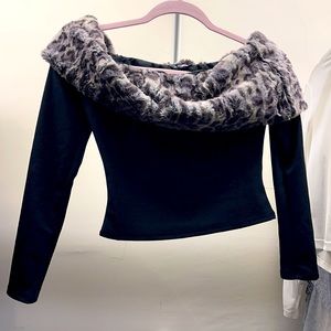 Fashion Nova Never Worn Soft Fur Crop Top
